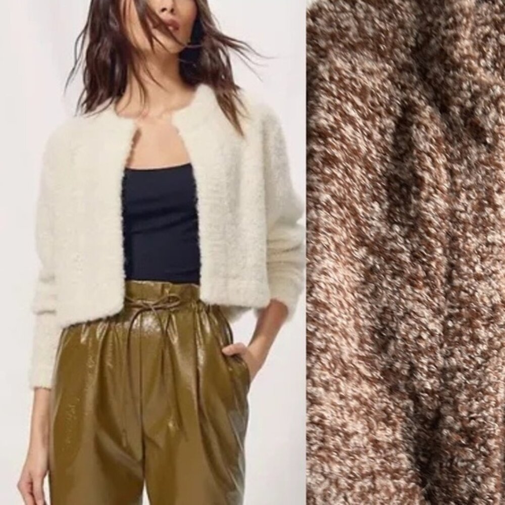Aritzia Wilfred Sz XS Melody Alpaca Brown Cropped Cardigan Sweater